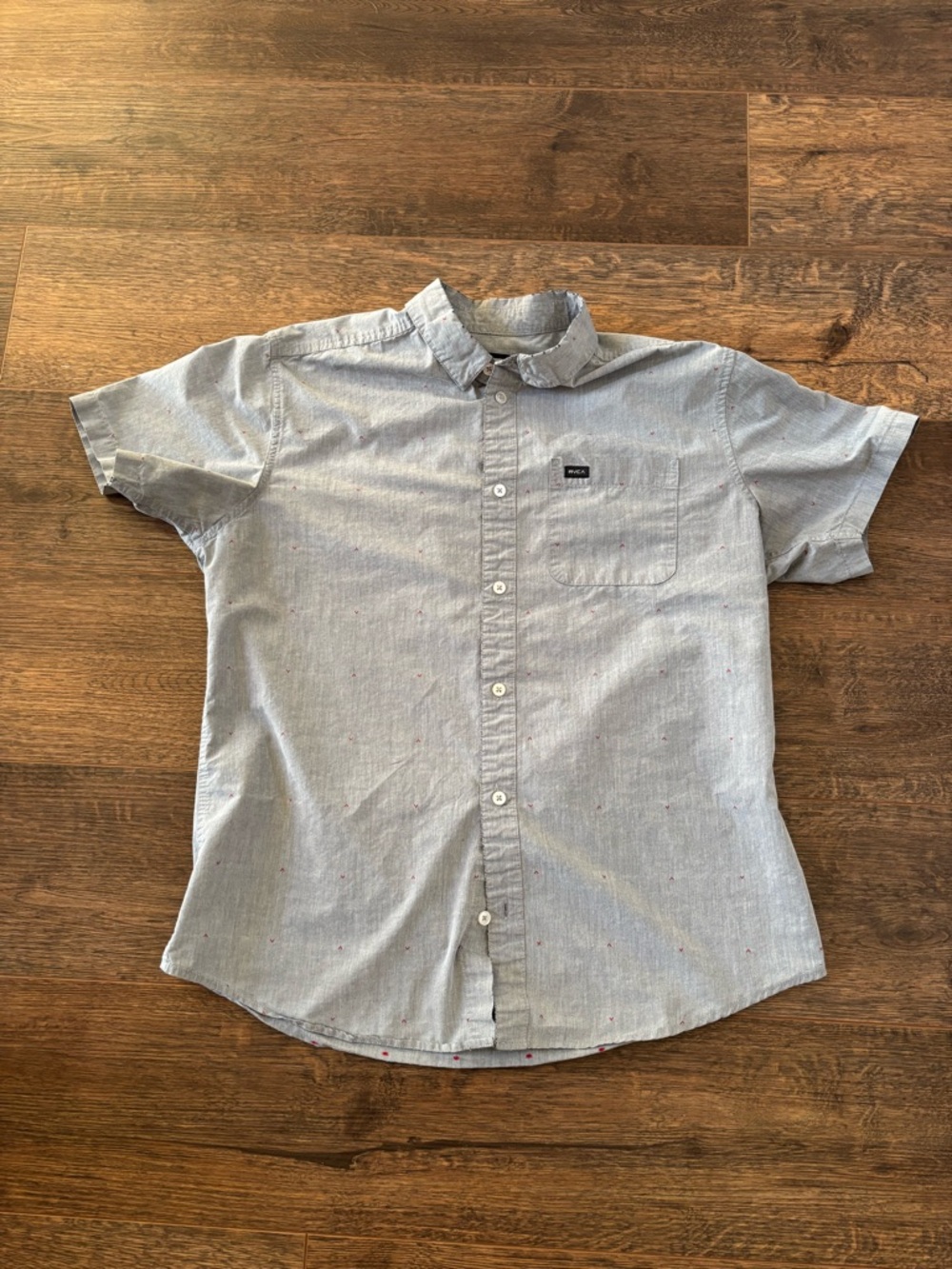 RVCA Mens Short Sleeve Button Down Slim Fit Shirt Large